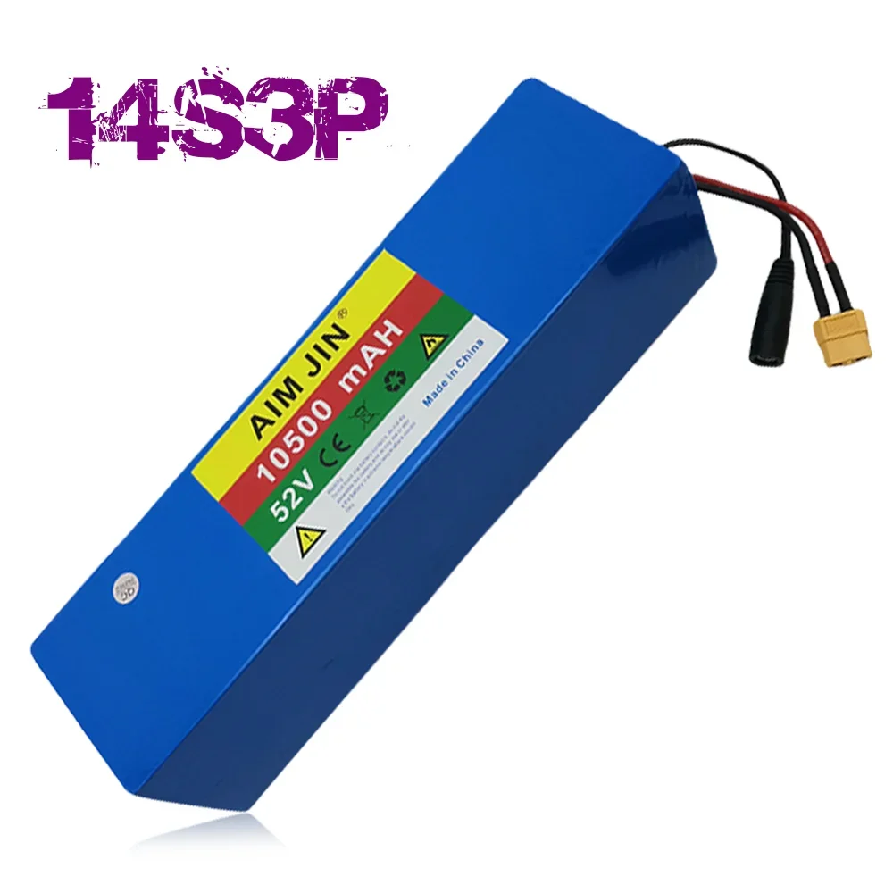 52V 10.5Ah Cells 14S3P Rechargeable Lithium Battery Pack with Built-in BMS & Overcharge Protection, Durable for 1000W Scooters