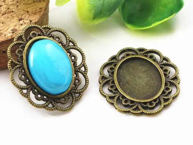 10 sztuk 13x18mm wewnętrzna rozmiar antyczne srebro pozłacane i brązu w stylu Vintage styl Cameo Cabochon ustawienia bazy wisiorek naszyjnik ustalenia — zdjęcie 3
