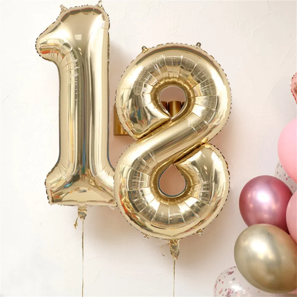 1pc 40inch Platinum Colour Number Balloons Figure Helium Balloon Digit Globos Birthday Party Decorations Baby Shower