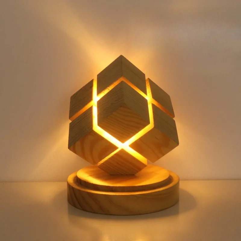 

Креативные подарки, деревянные окружающие освещение, декоративные предметы, светодиодные ночники, прикроватные лампы в форме кубика Рубика 4x4, батарейные коробки