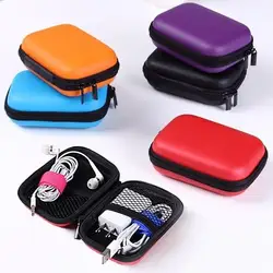 Headphones Storage Box USB Hard Case Earphone Bag Key Coin Bags Waterproof Card Cable Earbuds Holder Box Round Square Shape