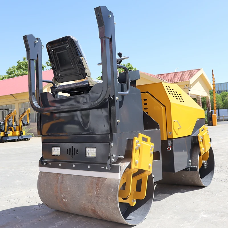 آلات البناء أسطوانة الطريق أسفلت صغير طبلة مزدوجة ضاغط التربة الأسطوانة الاهتزازية 1.3 طن أسطوانة الطريق الصغيرة