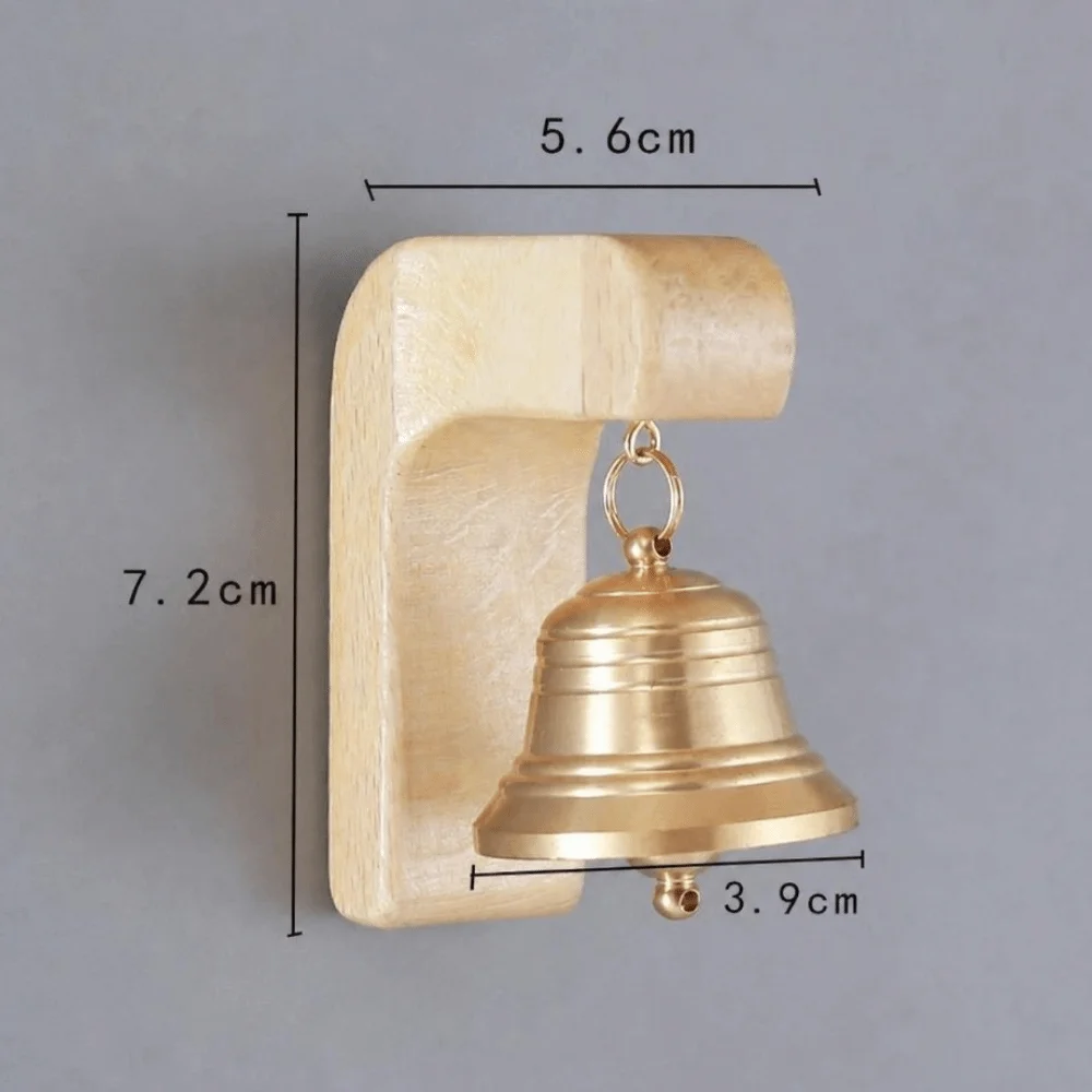 Brass Material Magnetic Doorbell Wooden Base Wall Mount Wind Chime Magnetic Design Dopamine Style Copper Bell Outdoor Use