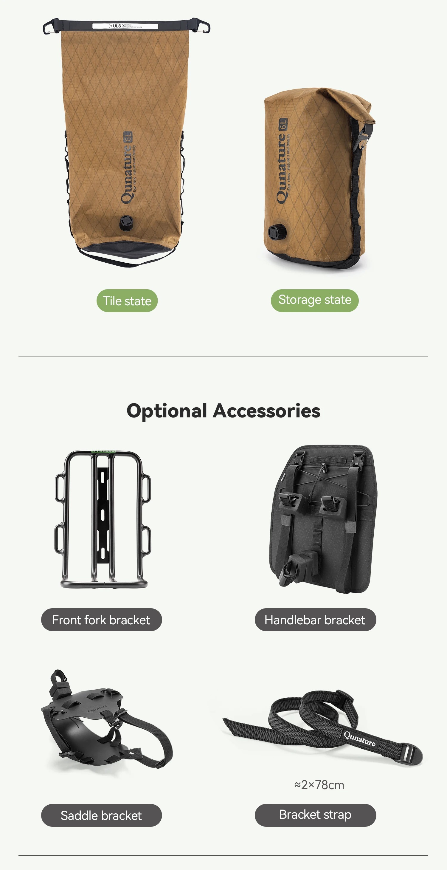 Qunature Bikepacking Packtaschen Wasserdichte Kompressionsbeutel für Rennrad und Mountainbike Leichte Faltbare Touring-Fahrradzubehör – Detail 15