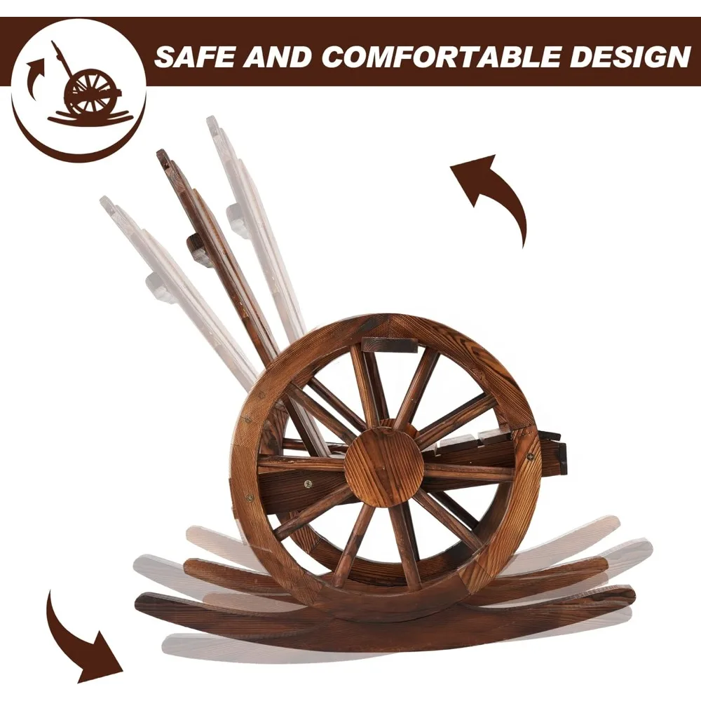 مجموعة من 3 كراسي هزازة آديرونداك خارجية كبيرة الحجم مع طاولة للفناء والشرفة والحديقة