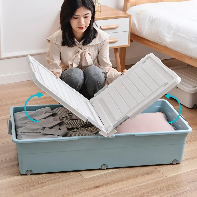 Bed Bottom Storage Household Flat Clothes Bed Bottom Storage Box with Wheel Drawer Dustproof Durable Bed Bottom Storage Box