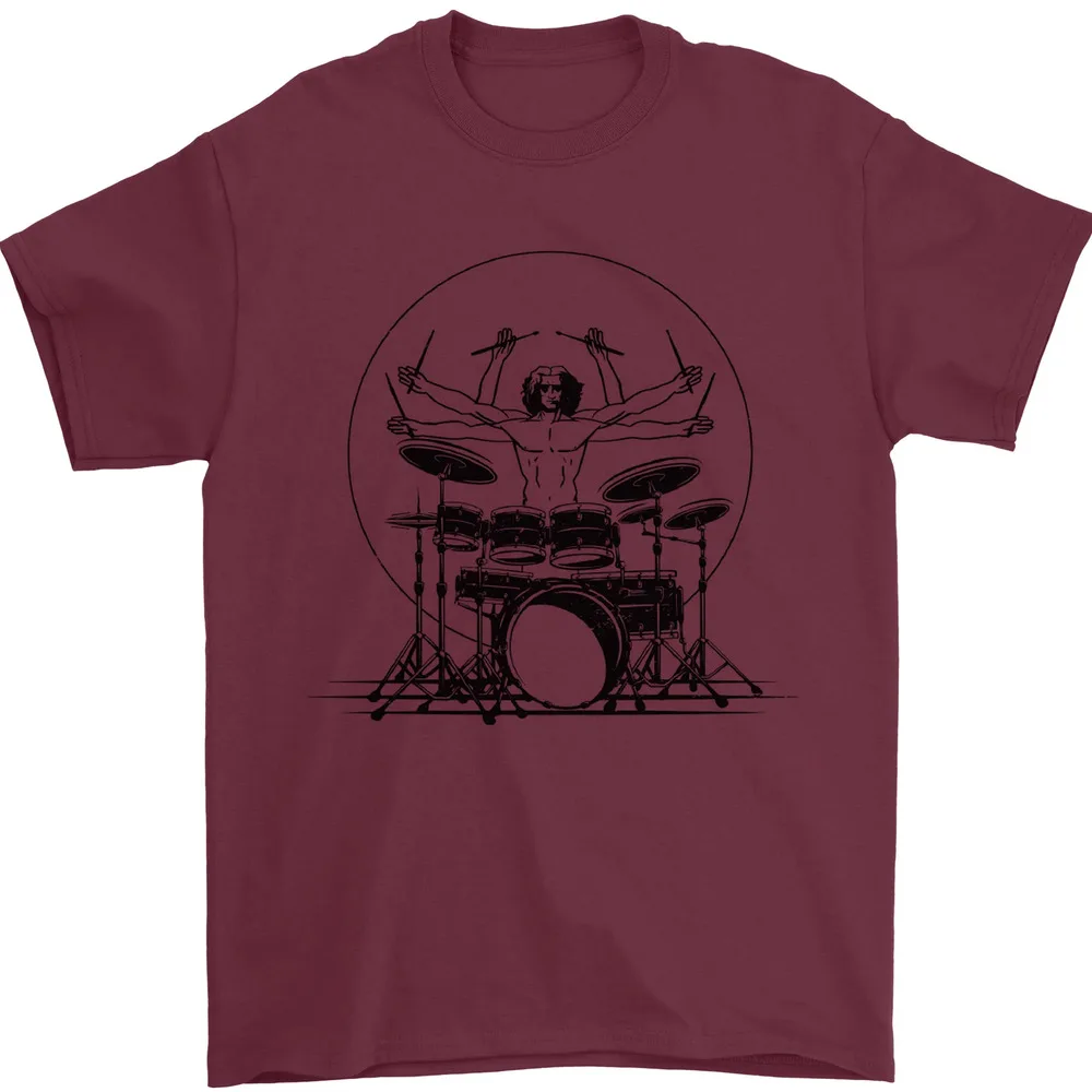 

Virtruvian Drummer Funny Drumming Drum Mens Women Summer Tees T-Shirt 100% Cotton Anime Graphic