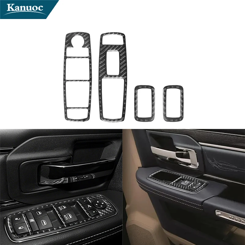 

Carbon Fiber Door Control Stickers For Dodge RAM 1500 2013-2018 Without 8.4-inch Touch Screen Car Styling Interior Accessories