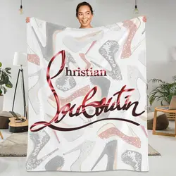 Louboutins High Heels Flannel Blanket Christians Soft Throw Blanket for Outdoor Airplane Travel Pattern Bedspread Sofa Bed Cover