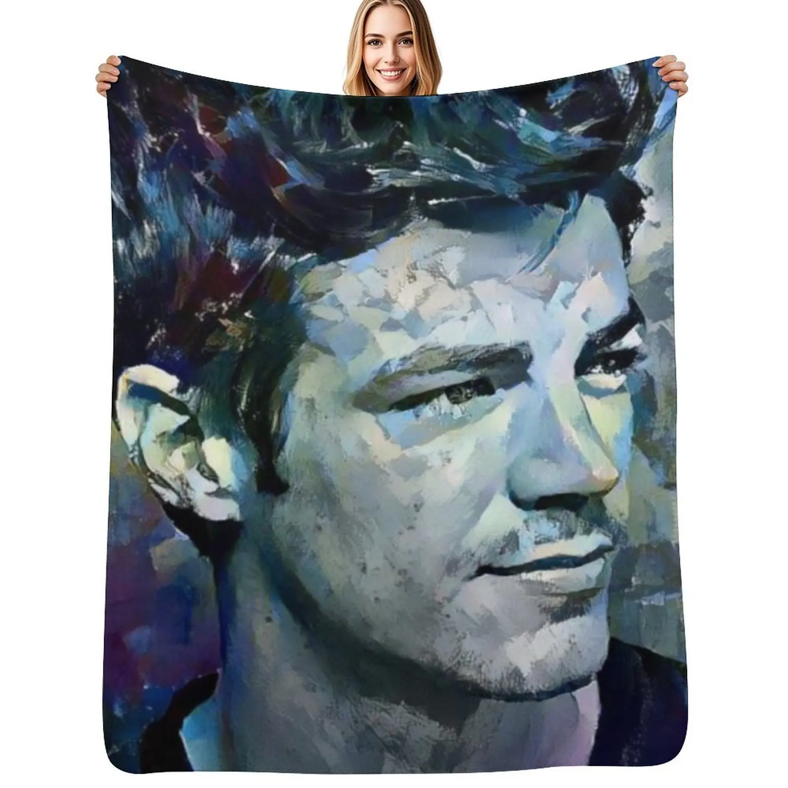 

Grant Gustin Portrait Painting Throw Blanket Elegant Warm Throw Blanket for Hotel Home
