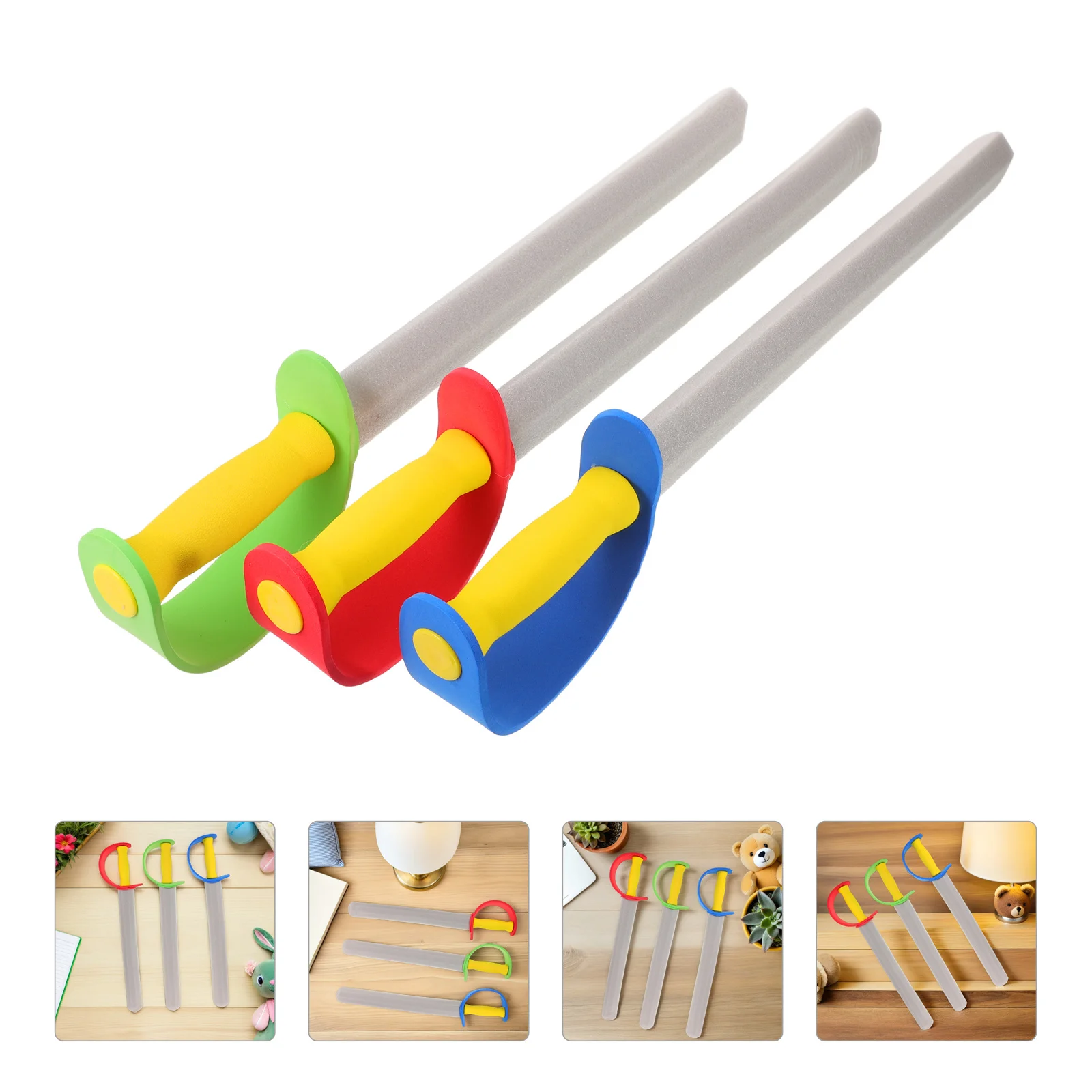 

3pcs Foam For Kids Soft Safe Children Foam Swords Medieval Party Stage Costume Props Training Practice Swords - Cosplay For