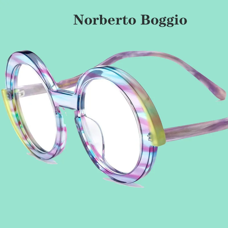 Multi-Color Round Glasses Frame, Unisex Vortex Frame, High-End Retro Óculos, Anti-Azul, Equipado com Miopia, Novo, 24