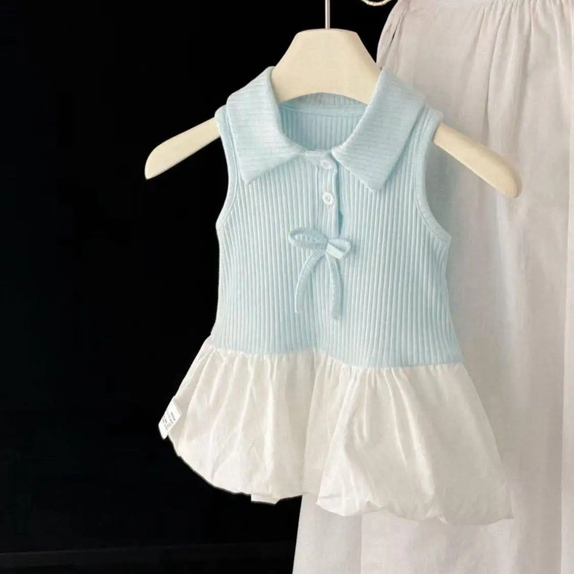 Summer Toddler Girls Sleeveless Vest Dress Cute Sweet Flower Bud Princess Fluffy Dress Kids Casual Party Dress