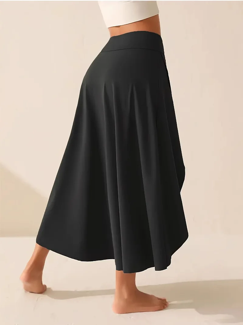 Falda de cintura alta con abertura lateral, vestido largo estilo callejero, corte en A, Material fino informal, colección de ...