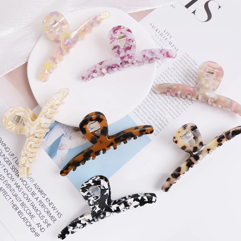 Long Grab Hair Claw Korean Style Large Clip Print Acetate High Quality Hair Accessories For Women Female Head Ware