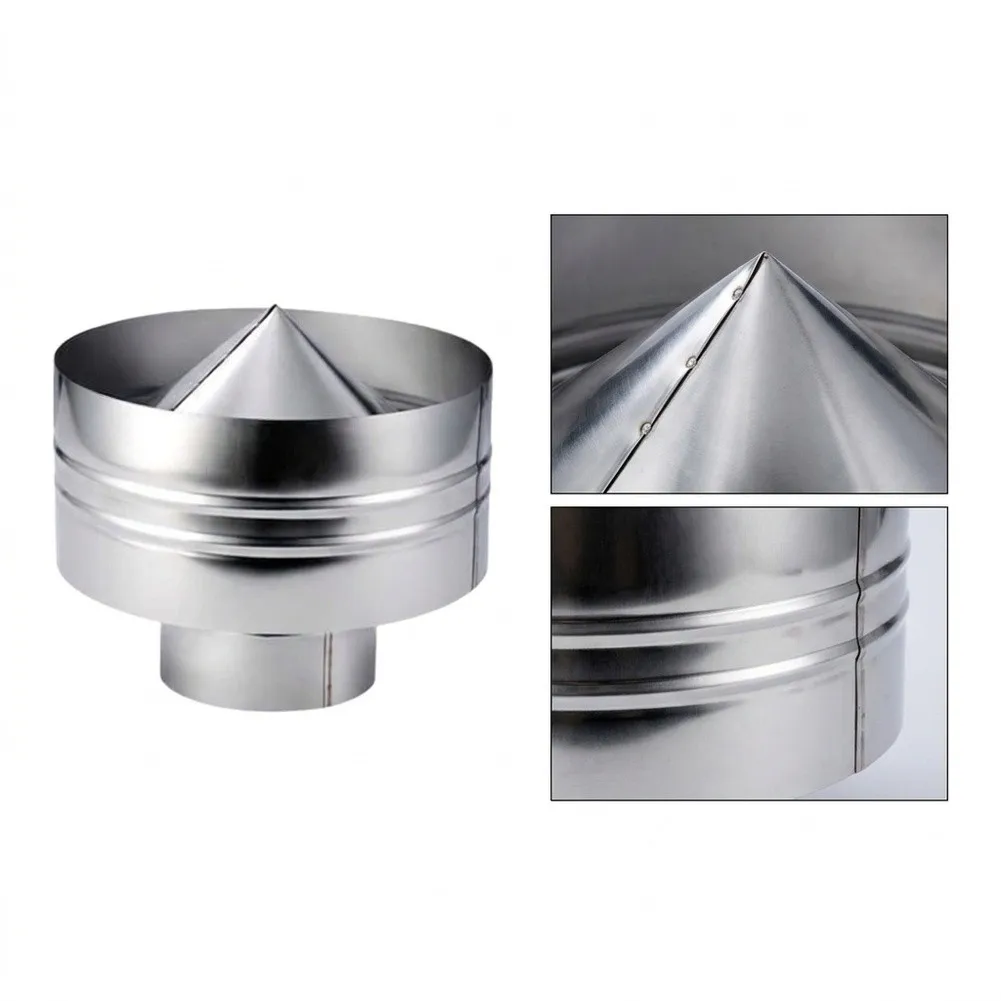Stainless Steel Chimney Cowl With Aerodynamic Deflector For Enhanced Draft And Rain Protection Fits Round Roof Vents 4-8 Inch