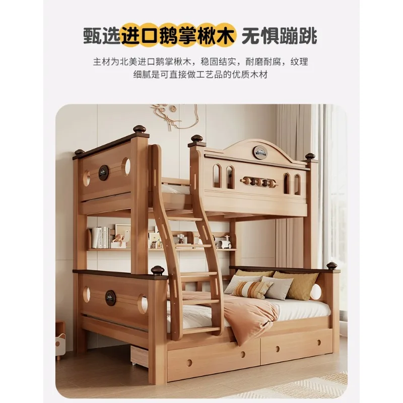 Upper and lower bed double layer all solid wood