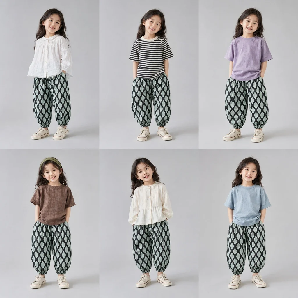 1-6 Y Kids Trousers Anti Mosquito Pants Summer Floral Print Linen Cotton Bloomers Loose Elastic Waist  Girls Casual Pants