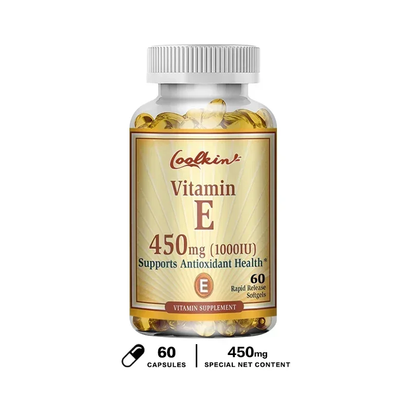 Natural Vitamin E Capsules - Brightens Skin, Tightens Skin, Reduce Wrinkles, Anti-aging, Antioxidant, Supports ImmuneSupplement