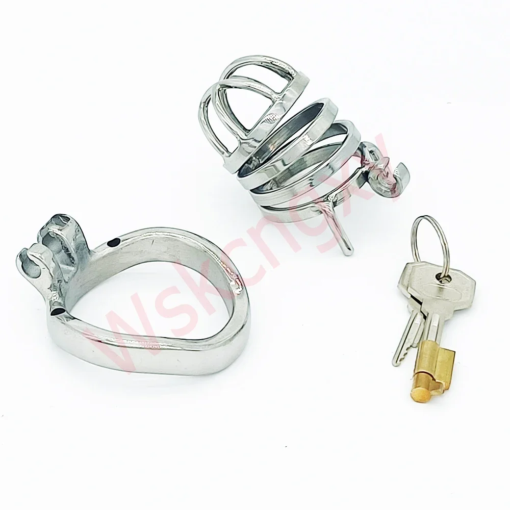 Male Chastity Cage Stainless Steel Chastity Device Penis Cage With Curve Cock Ring Urethral Lock Adult Sex Toys For Men Sissy