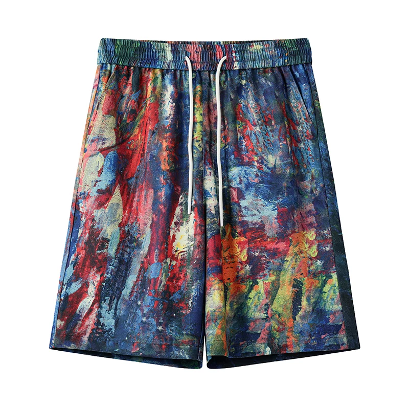 

Модные художественные шорты с завязками на талии, свободный крой, яркие цвета, костюмы для плавления, уличная одежда, повседневная одежда и отдых в художественном стиле