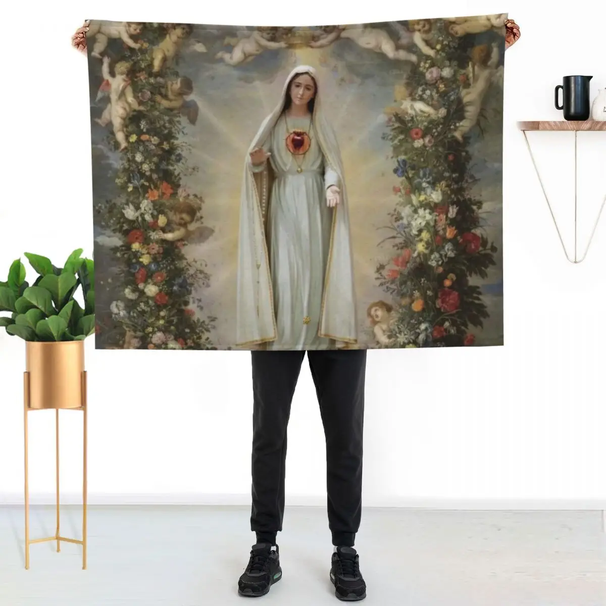 

Virgin Mary Immaculate Heart of Mary Mother of God Our Lady Throw Blanket Durable Warm Blanket for Daily Home Use