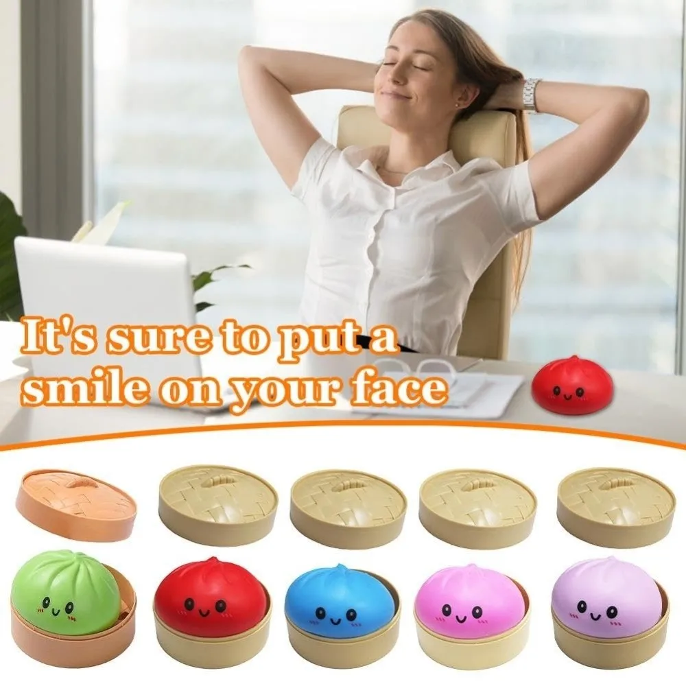 with Steamer Dumplings Squishy Toy Slow Resilience Fidget Steamed Stuffed Bun Squishy Pinch Le Soft Squeeze Decompression Dough
