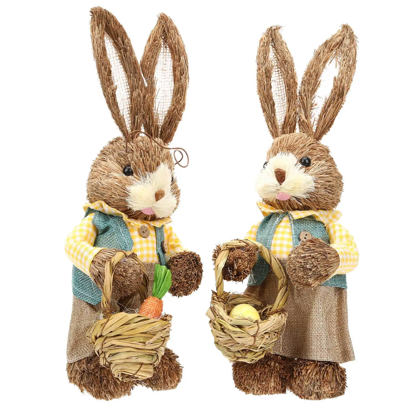 

2Pcs Straw Woven Rabbit Statues Premium Garden Decor for Outdoor Bonsai Desktop Easter Home Decoration Straw Woven Easter Rabbit