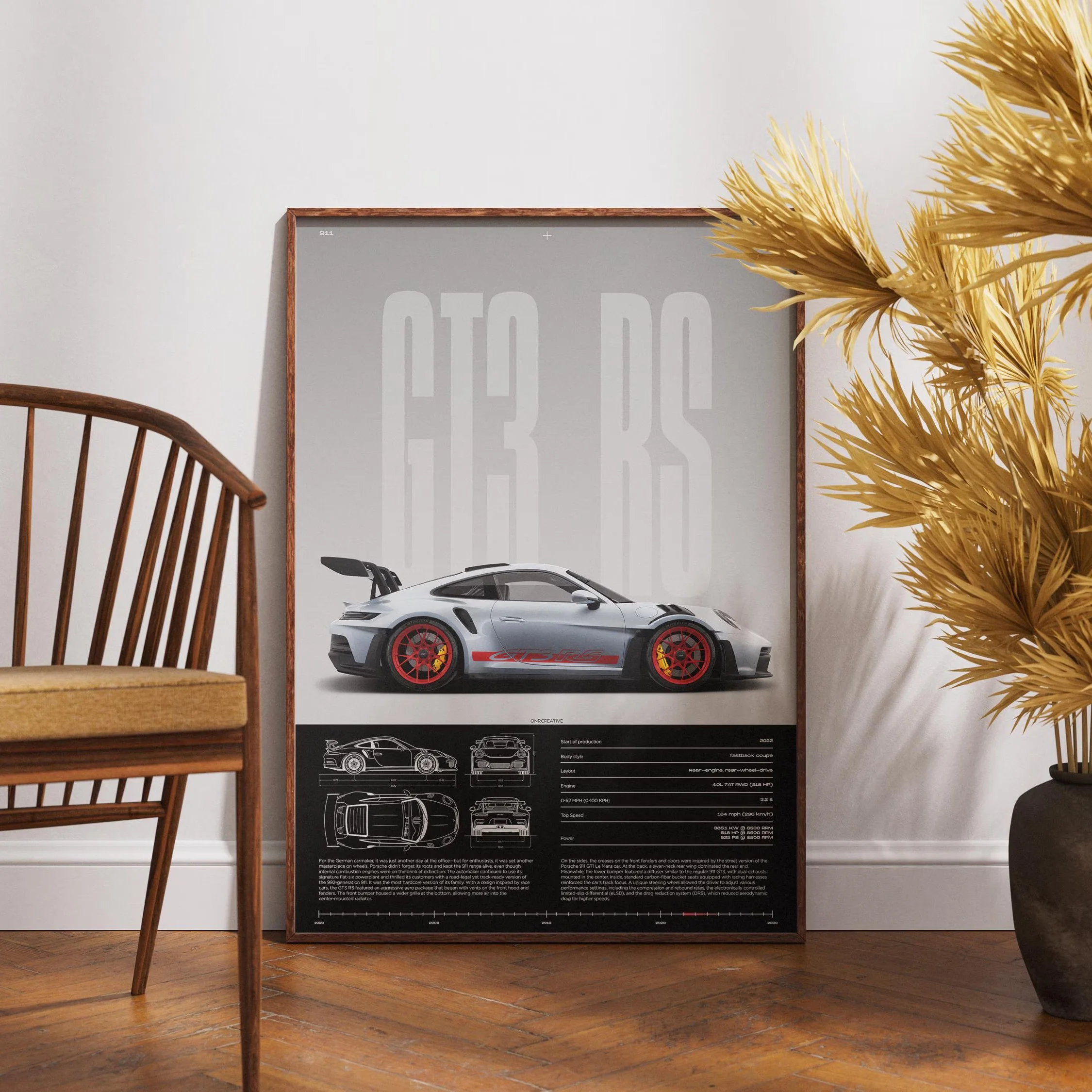 Minimalist 911 GT3-RS 718 GT4 RS Hyper Car Sports Car Supercar Poster Canvas Painting Wall Art Pictures Home Interior Decor