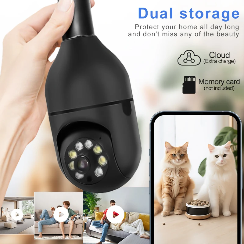 كاميرا مراقبة لمبة تتبع الإنسان التلقائي كامل اللون للرؤية الليلية مراقبة الأمن الداخلي كاميرا واي فاي كاميرا IP المنزل الذكي #6