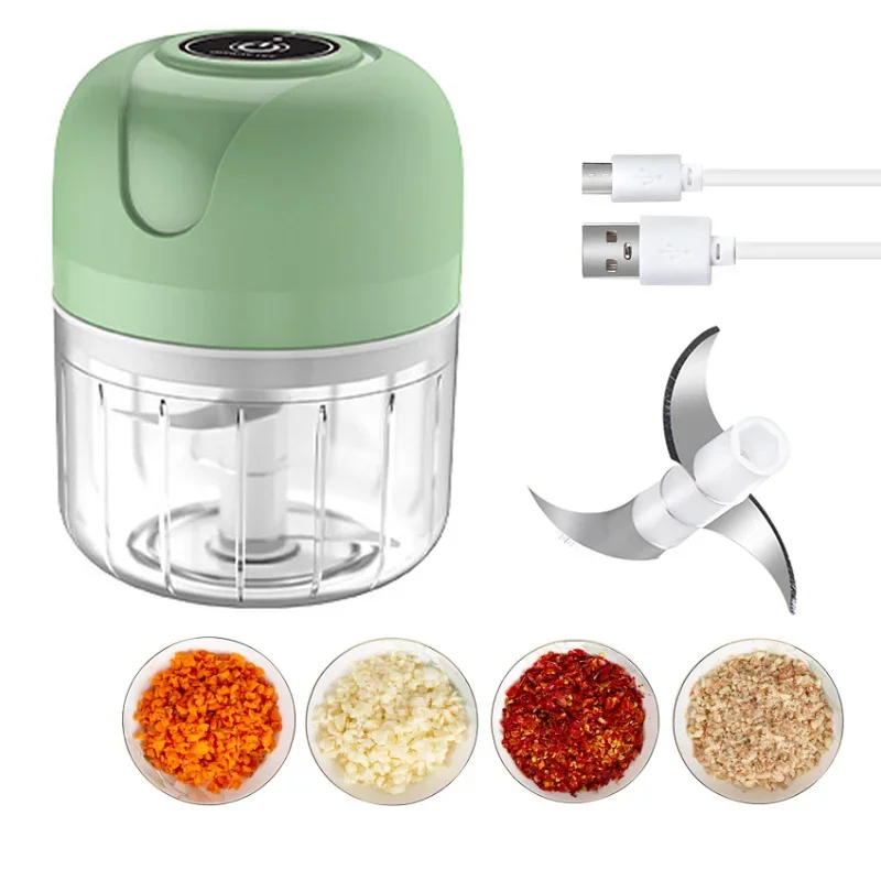 

USB Electric Portable Garlic Cutter Mini Meat Grinder Garlic Puree Crusher Suitable for Garlic Chili Snacks Kitchen Food Chopper