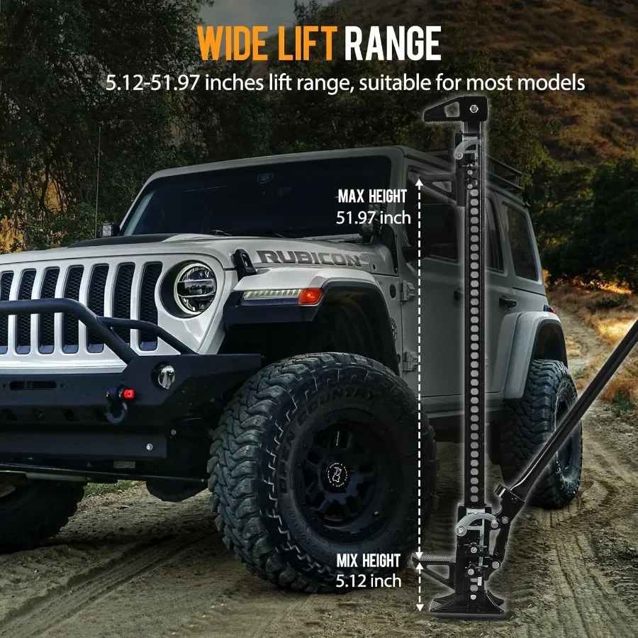 Gato de elevación alto de utilidad todoterreno con trinquete de 60 pulgadas con capacidad de 3 T 6600 LB para tractor, camión, coche, jeep, ideal para granja y exteriores