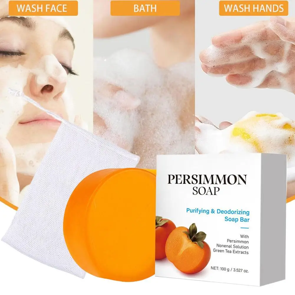 

Persimmon Soap Bar for Body Odor Persimmon and Green Tea Extract For Men & Women Gentle on All Skin Types Natural Body Odor R4J0