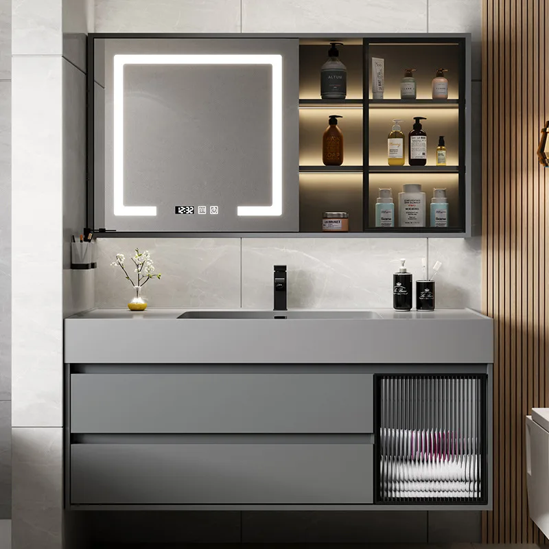 Combinazione di mobili da bagno con lavabo integrato Rock, lavabo per il viso, mobiletto per il lavaggio intelligente