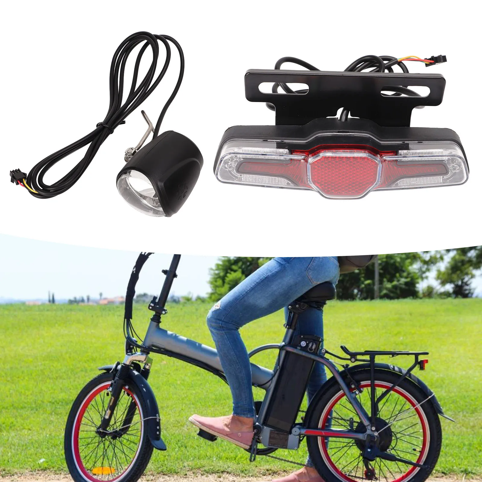 

Electric Bike Front Rear Light Set Premium LED Electric Bike Headlight Tail Light Multifunction Set Electric Bike Parts