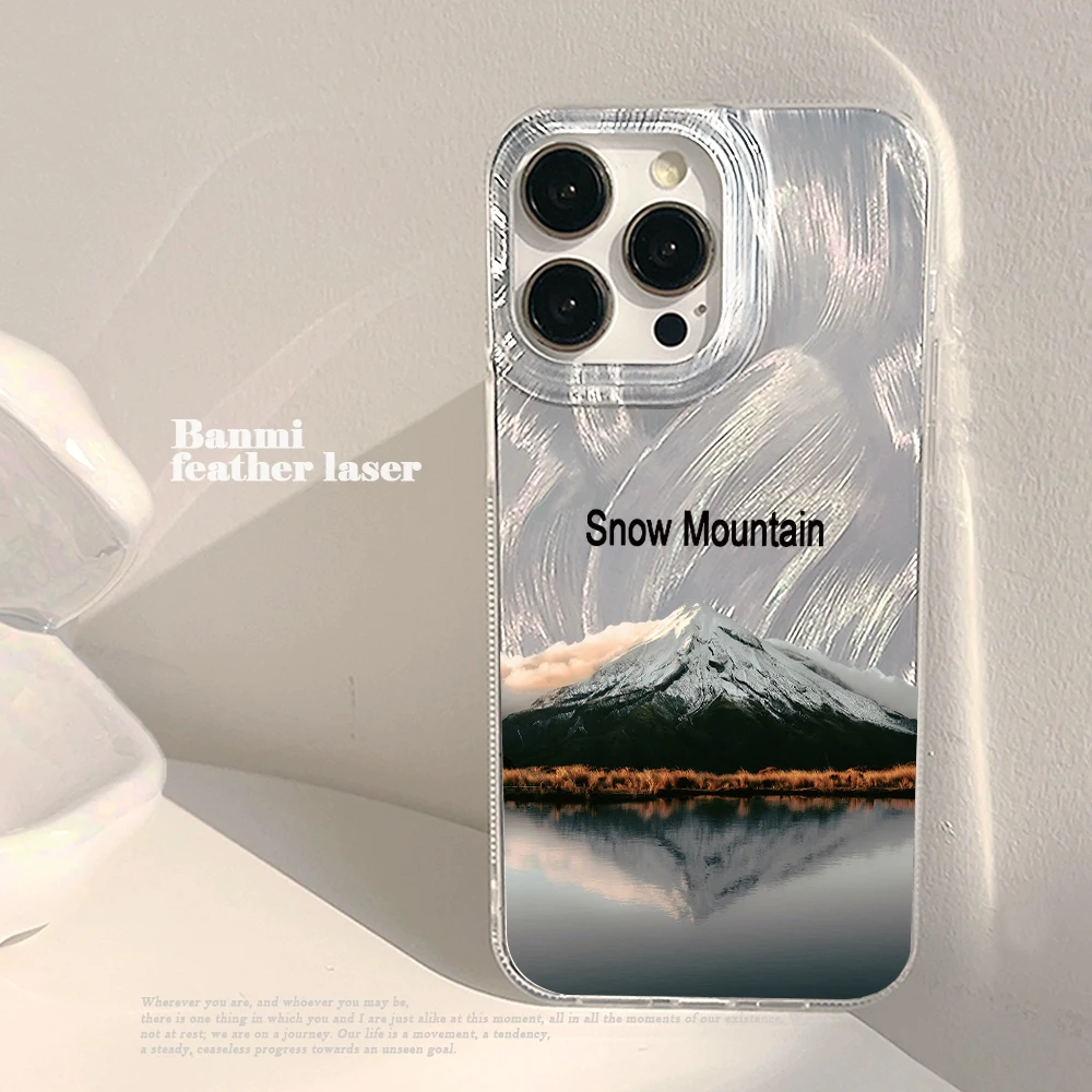 

Snow Mountain Scenery Landscape Transparent Case For iPhone 16 Pro Max Cases iPhone 17 11 12 13 14 15 Pro Max Plus TPU INS Coque