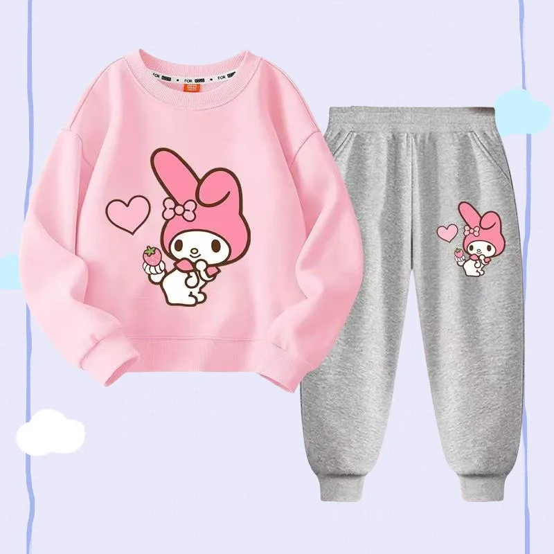 

Autumn Baby Girl Clothes Set Children Sanrio My Melody Cartoon Print Sweatshirt and Pants 2 Pieces Suit Kid Long Sleeved Suit