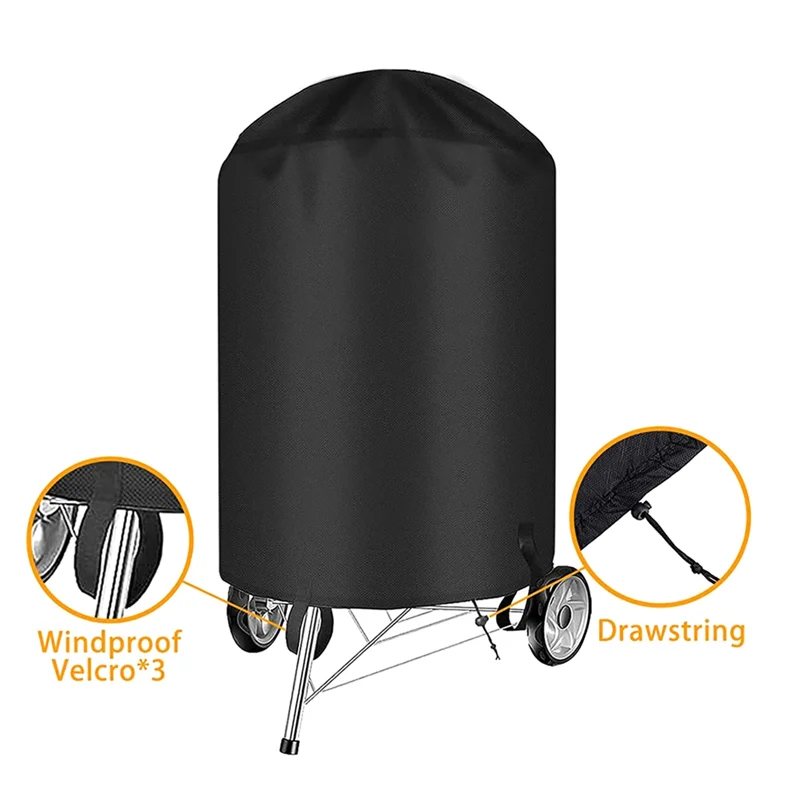 A40Z-Grill Cover For 22 Inch Charcoal Kettle Outdoor Waterproof BBQ Cover For 22 Inch Charcoal Kettle Grills Black