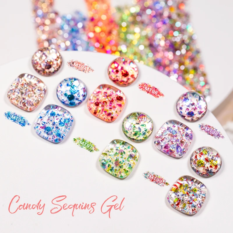 MTSSII グリーンキャンディスパンコールジェルネイルポリッシュキラキラグリッタースパンコールネイルジェルセミパーマネントソークオフアートヴァーニッシュマニキュアデザイン