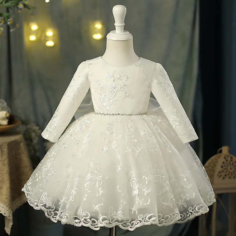 

Children's Cute White Princess Dress Girls Birthday Wedding Evening Host Piano Performance Dress g236