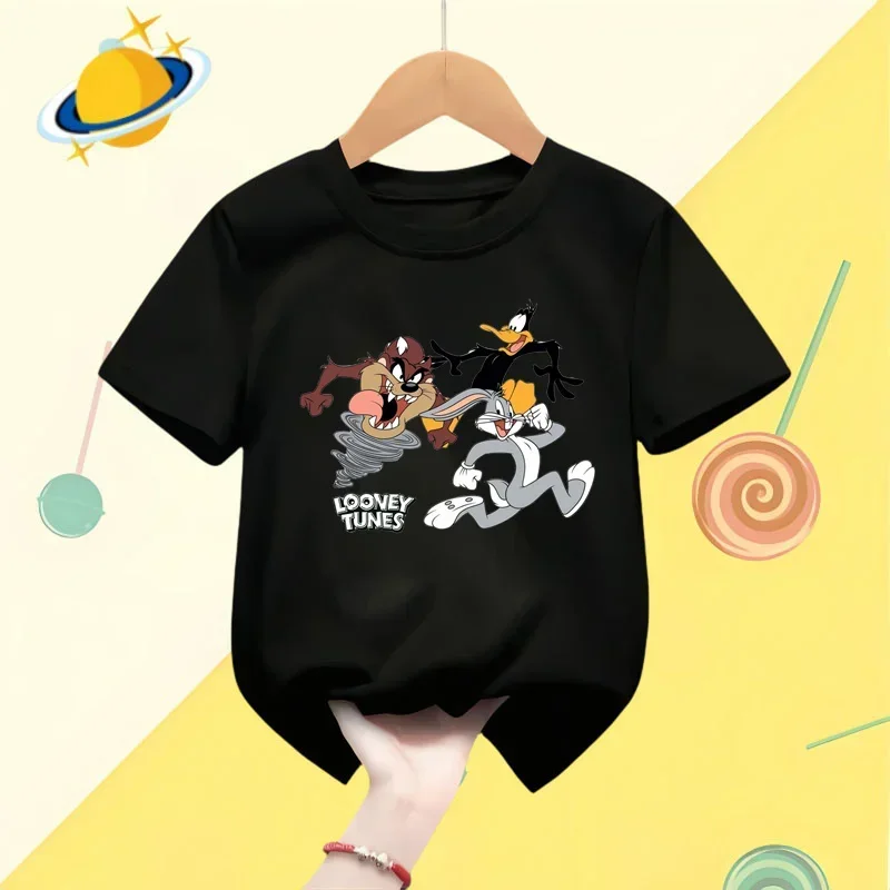 Cartoon Bugs Bunny Kids T-shirt Disney Cartoon Print Boys Sports Short sleeve shorts Girls casual top Kawaii Shirt Summer 1-9y