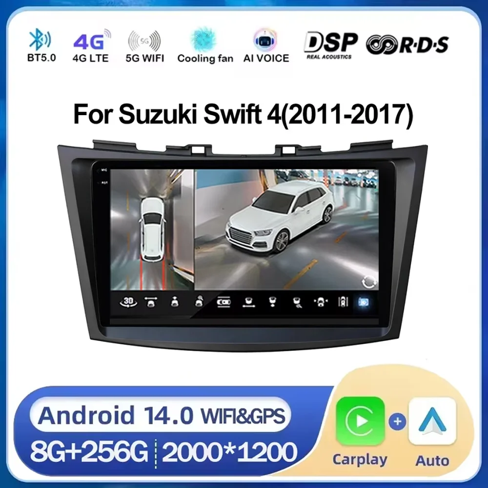 Android 14 For Suzuki Swift 4 2011 2012 2013 2014-2017  Wireless CarPlay Android Auto Radio 4G Car Multimedia GPS 2din autoradio