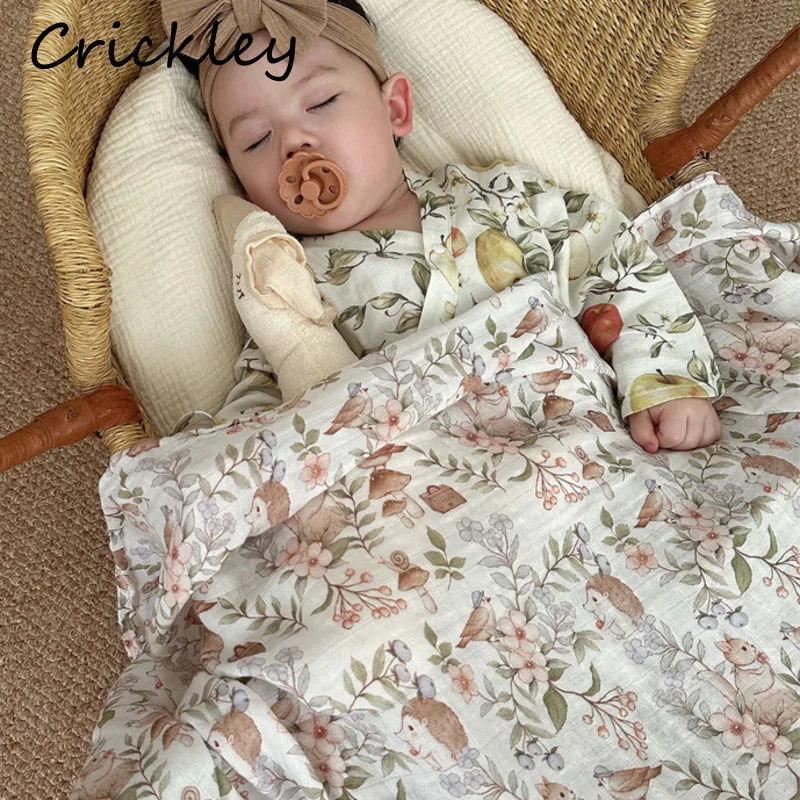 

Cartoon Animals Printed Baby Swaddle Blanket Cotton Soft Breathable Newborn Baby Receiving Blanket Infant Boys Girls Bath Towel