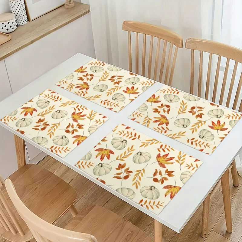 Spring Gnome Daisy Linen Placemats, Black Buffalo Plaid Floral Printed Table Mats, Farmhouse Dining Table Decor