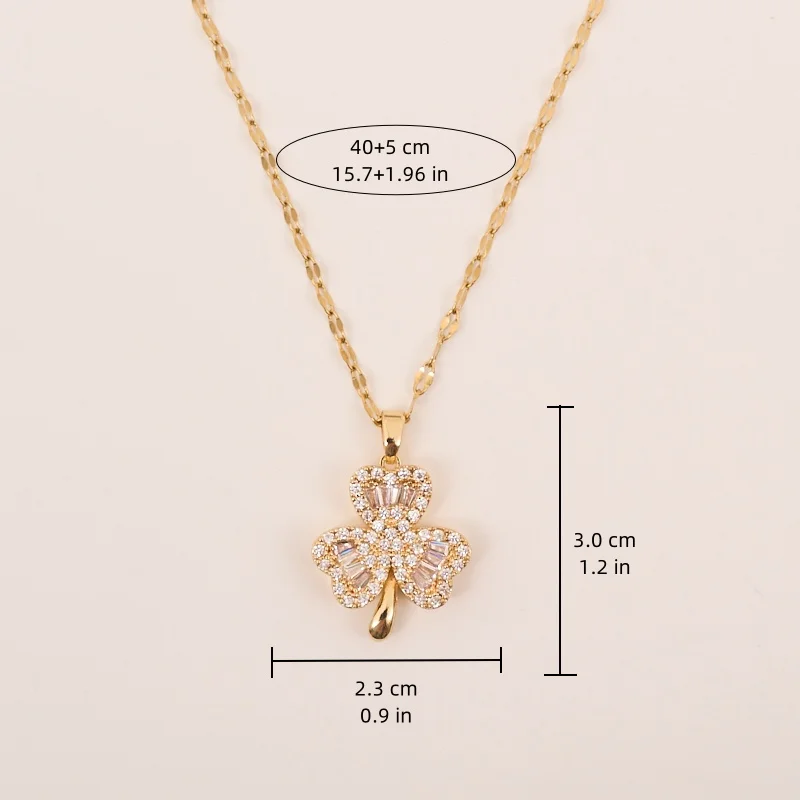 Fashionable Light Luxury Stainless Steel Lucky Petal Necklace Classic Personality Evening Wear Female Clavicle Necklace