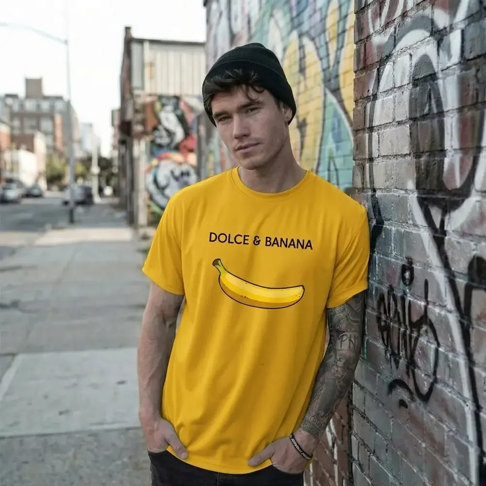 Lustiges gelbes Bananen-Print-T-Shirt für Herren, Sommer-Streetwear, Hip-Hop, trendiges Kurzarm-T-Shirt, atmungsaktives, lässiges Rundhals-Oberteil für Paare