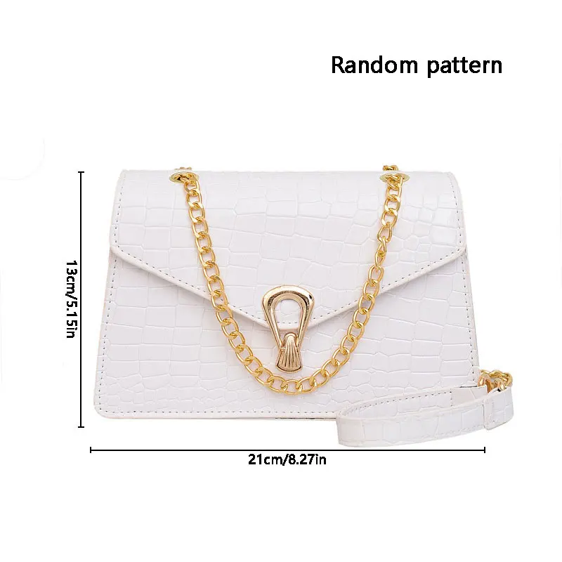 1PC Western Trend Crocodile Pattern New Shoulder Chain Bag Women\'s Lock Buckle Cross Body Women\'s Bag Small Square Bag