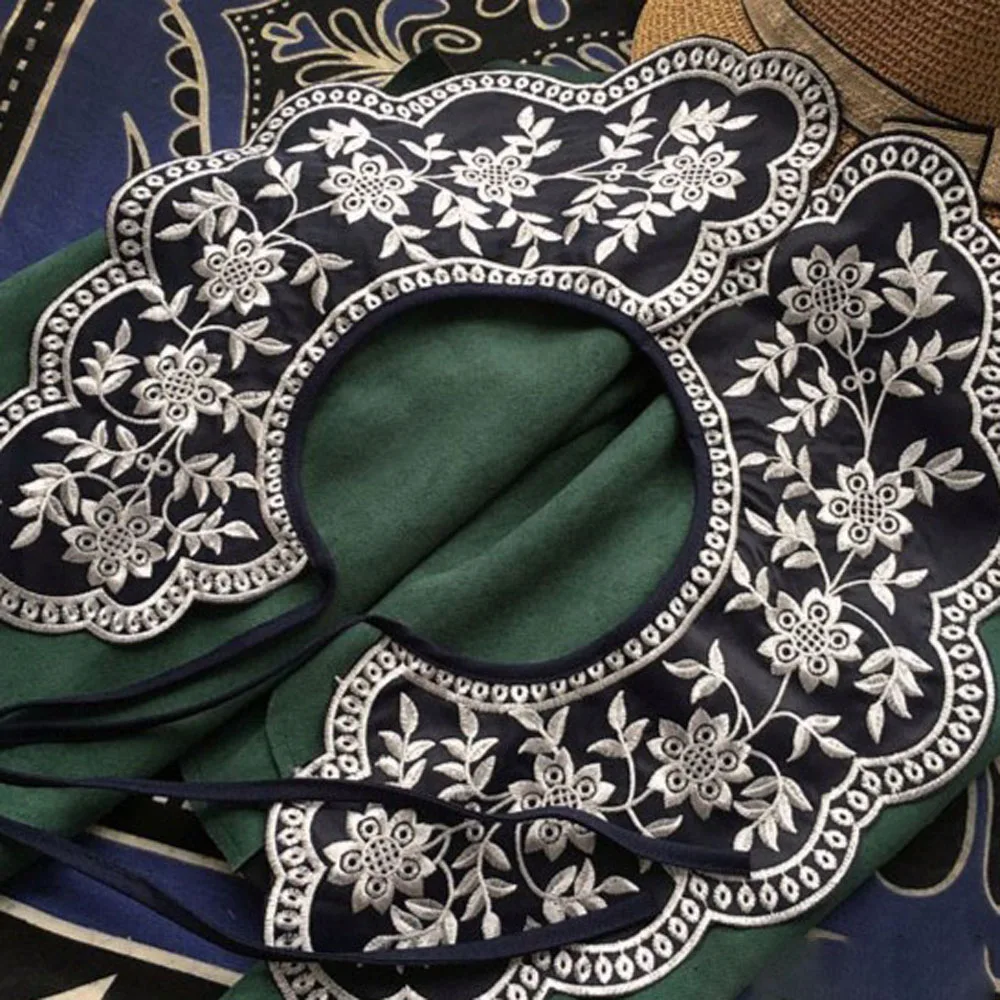 Embroidered False Collar Lace Fake Neckline Decorative Collar Women Lace Collar Detachable For Costume Blouse Casual Outfit