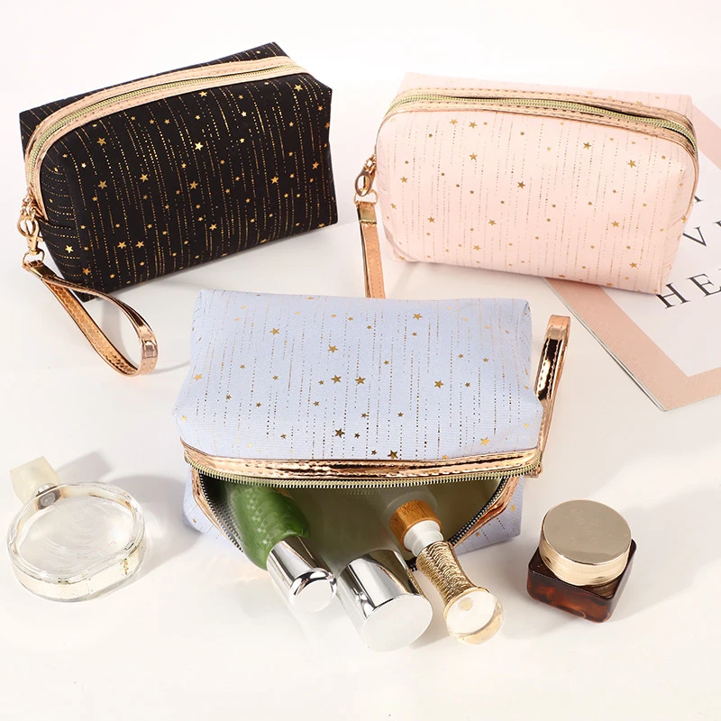 Bolsa de cosméticos con estrellas de Paillette para mujer, bolsa de maquillaje, bolsas de aseo de lavado, bolsas de maquillaje para mujer, soporte