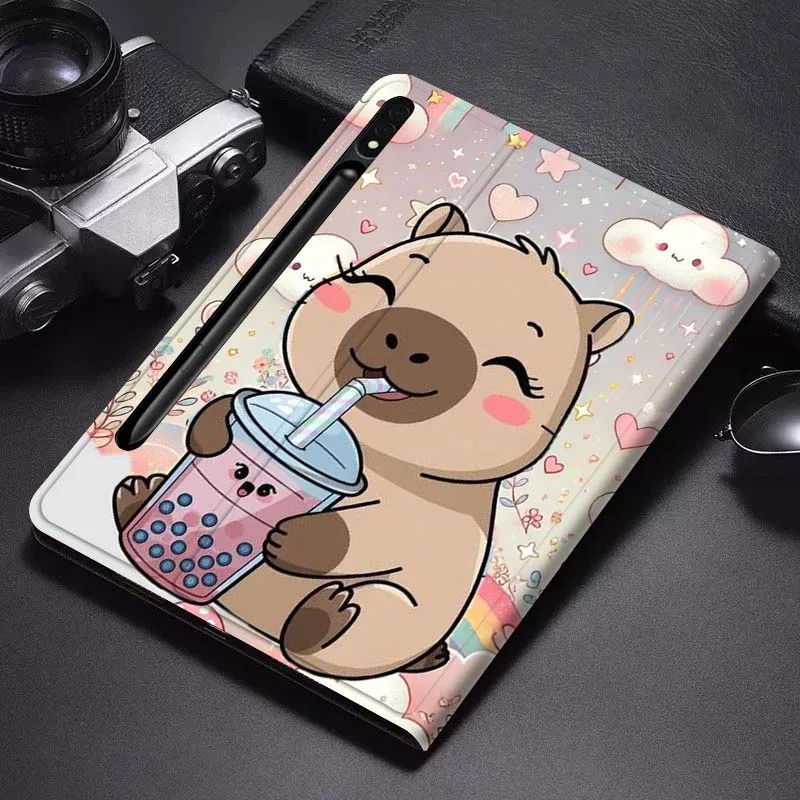 

Capybara Popular Art Cartoon For Samsung Galaxy Tab S6 S7 S8 S9 S10 FE Plus Lite Soft Flexible Support Tablet Case Gift